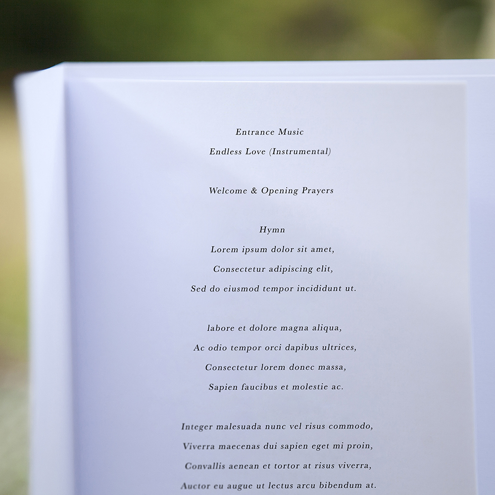 Custom Event Folded Order of Service