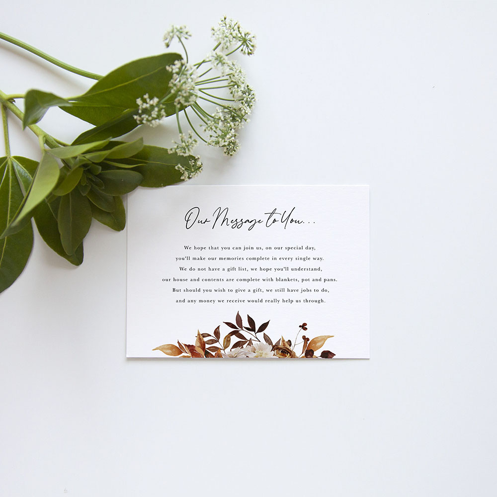 'Autumn Garden AG10' Gatefold Wedding Invitation Sample