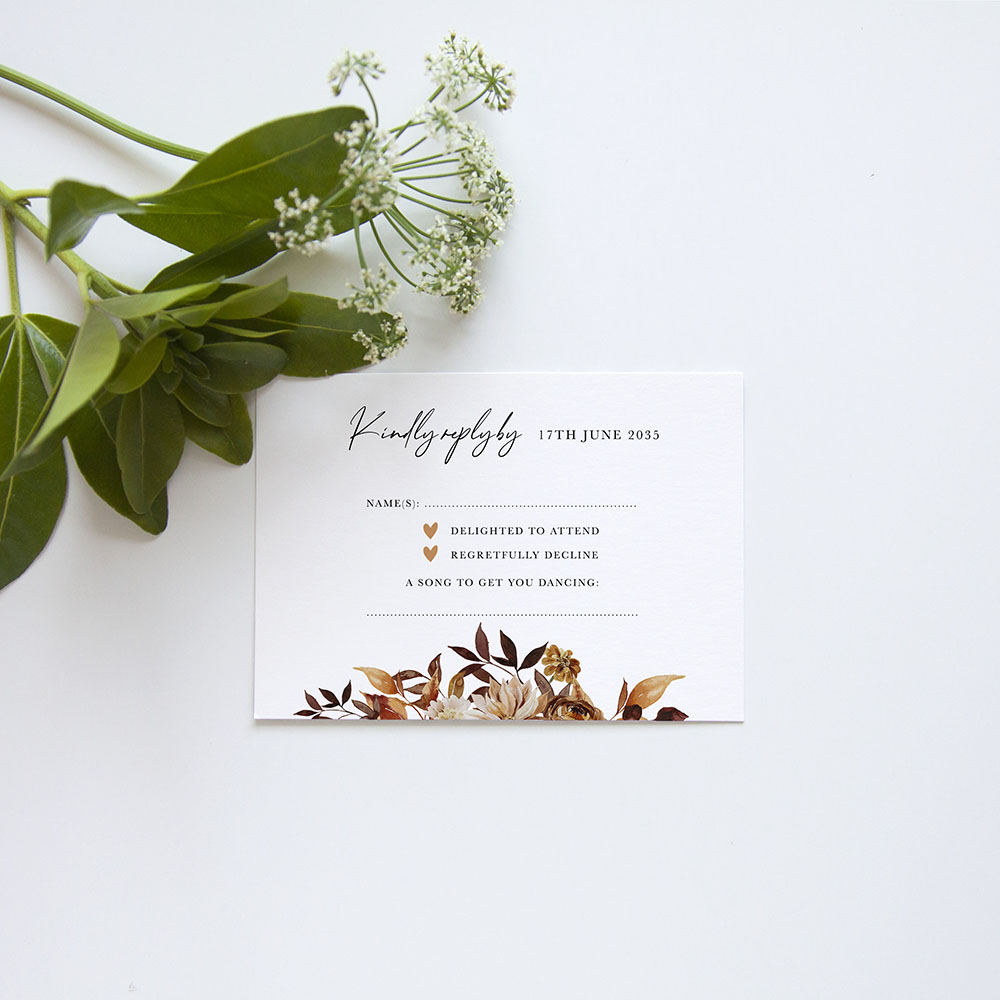 'Autumn Garden AG10' Gatefold Wedding Invitation Sample