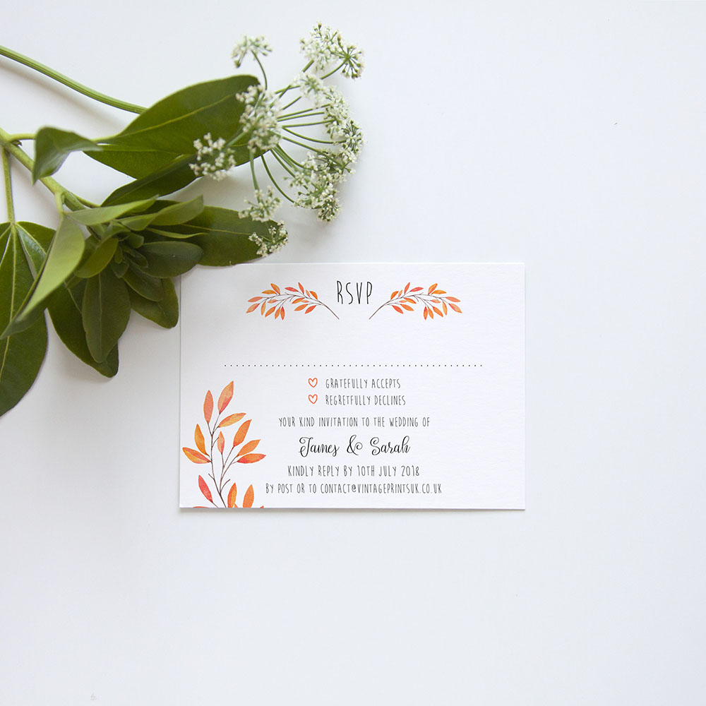 'Autumn Orange' Gatefold Wedding Invitation
