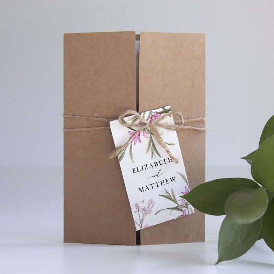 'Pink Botanical' Gatefold Invite Sample