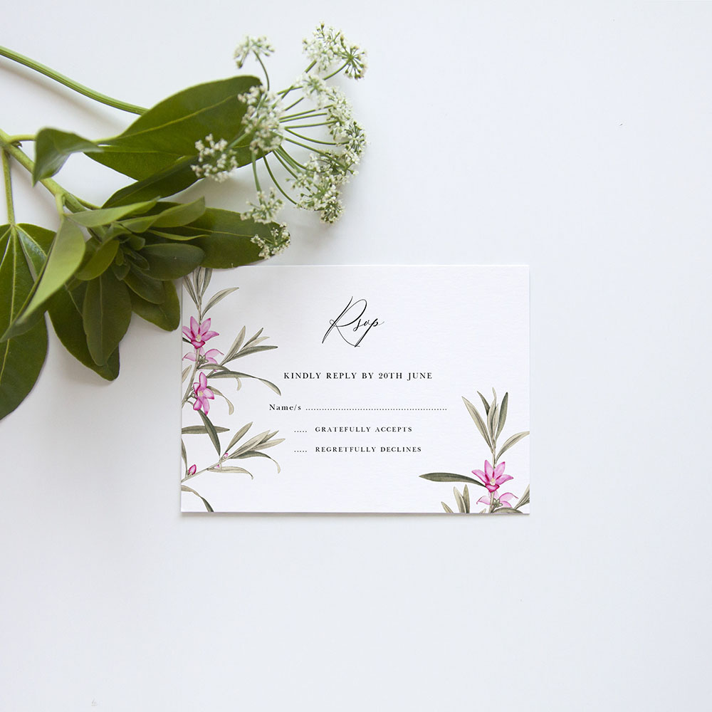'Pink Botanical' Gatefold Invite
