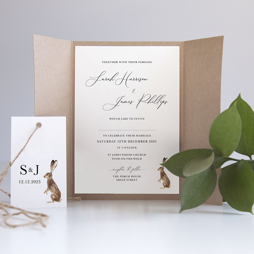 'Christmas Hare' Gatefold Invite
