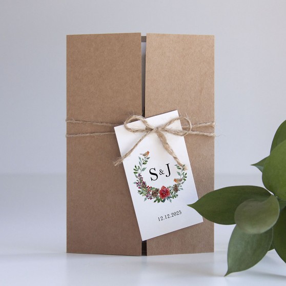 'Christmas Holly' Gatefold Invite Sample