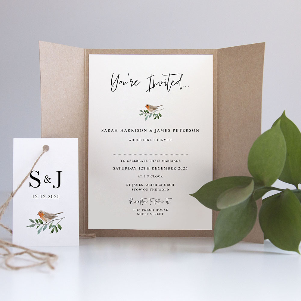 'Christmas Robin' Gatefold Invite
