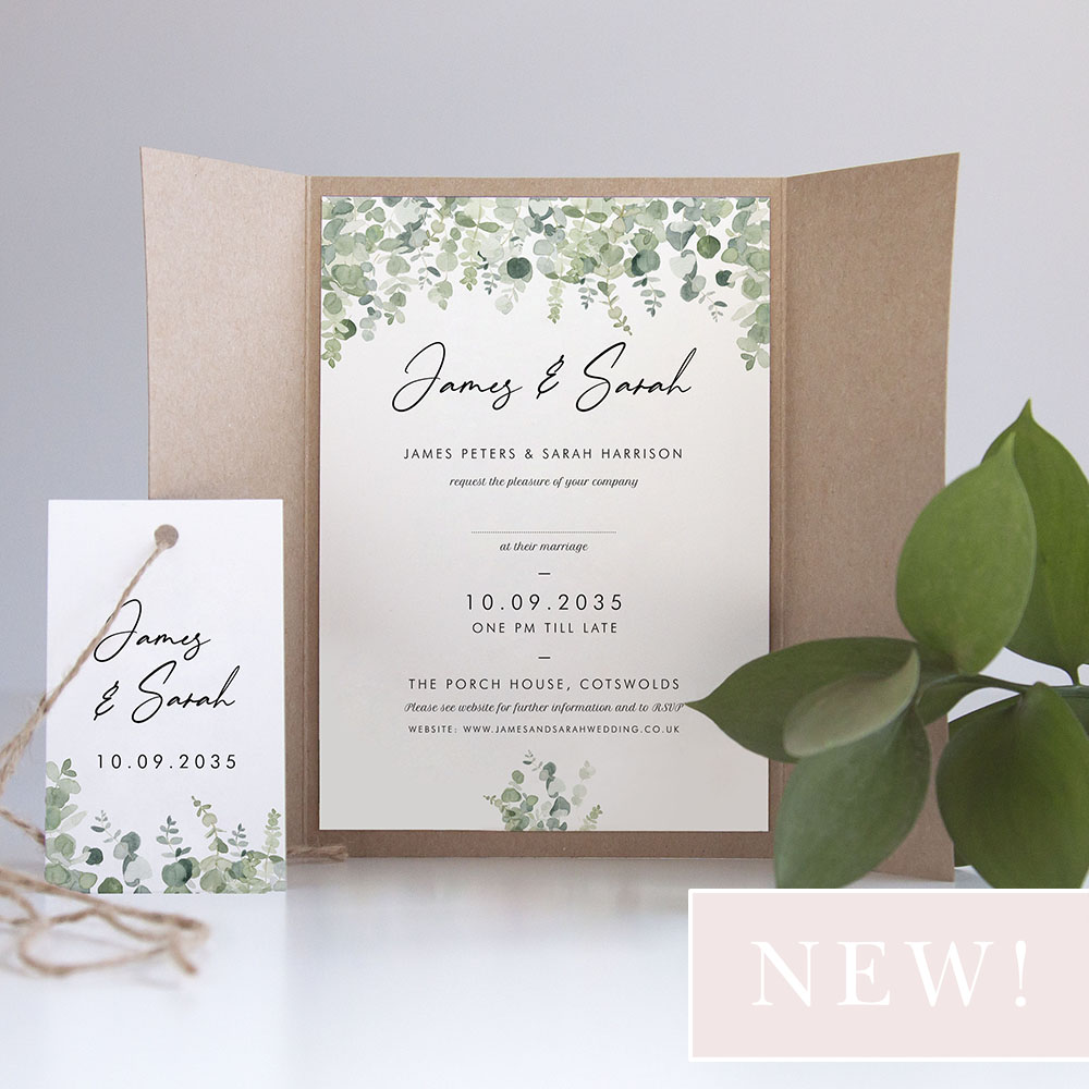 'Classic Eucalyptus' Gatefold Invite Sample