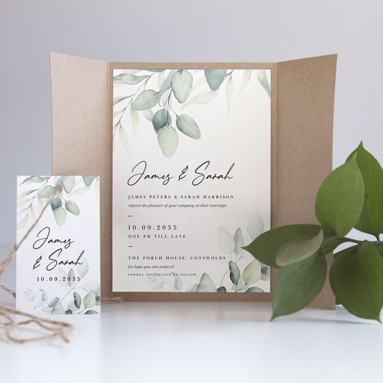 'Dreamy Eucalyptus' Gatefold Wedding Invitation Sample