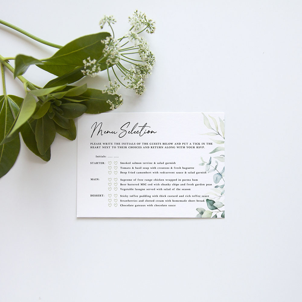 'Dreamy Eucalyptus' Gatefold Wedding Invitation Sample