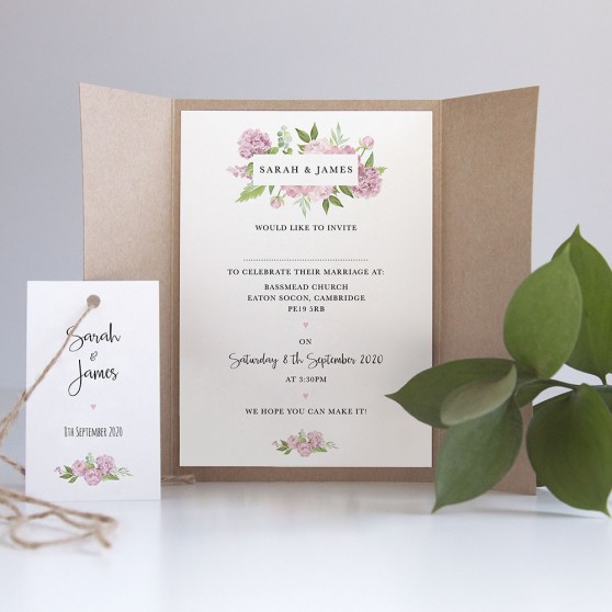 'Hydrangea' Gatefold Invite Sample