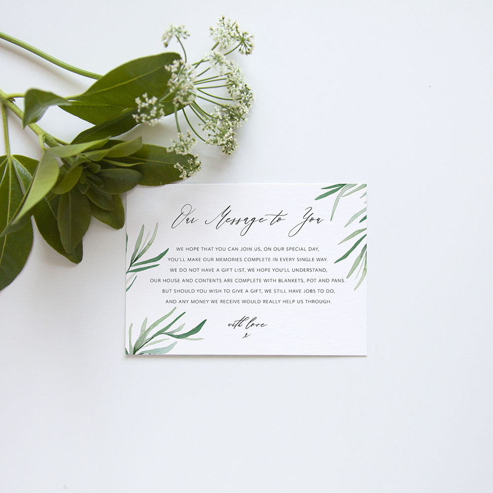 'Willow Eucalyptus' Gatefold Invite