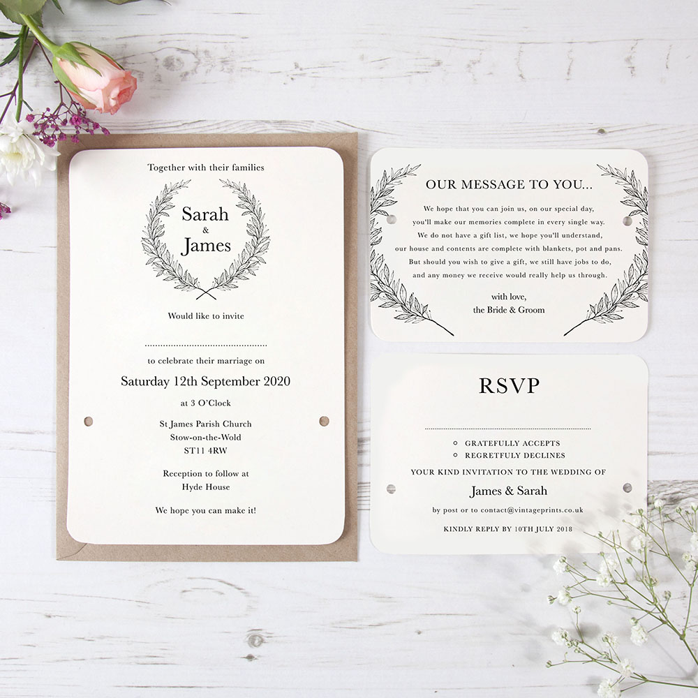 'Alice' Hole-punched Wedding Invitation Sample