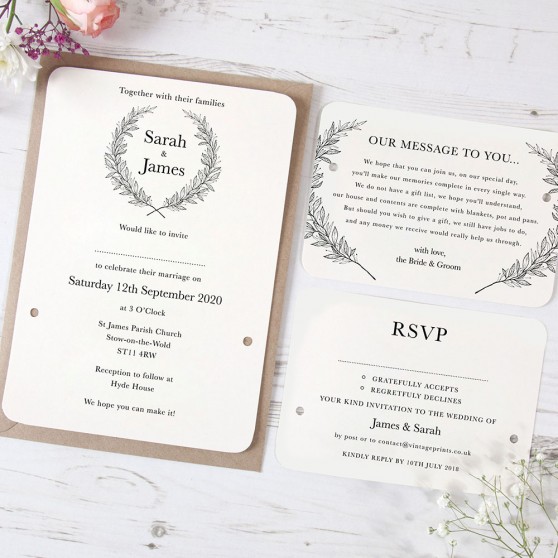 'Alice' Hole-punched Wedding Invitation Sample