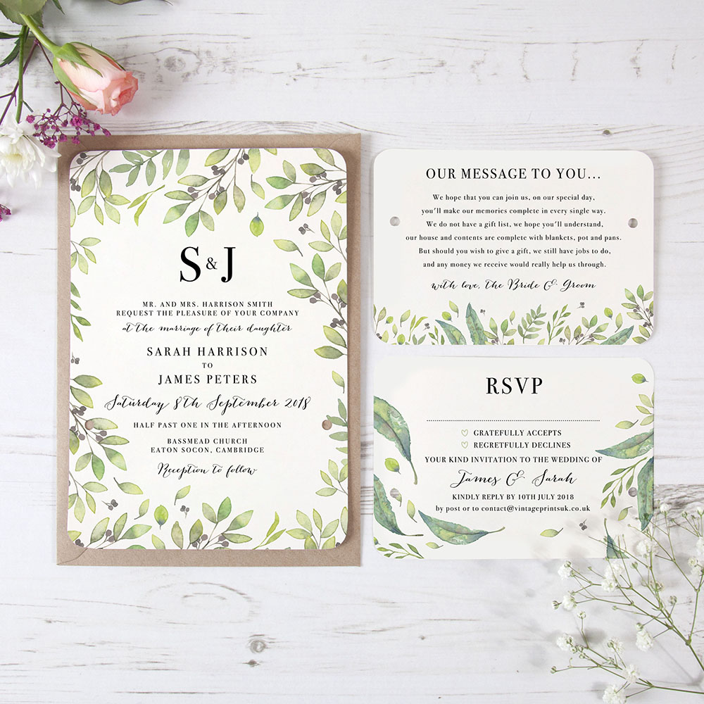 'Arabella' Hole-punched Wedding Invitation Sample