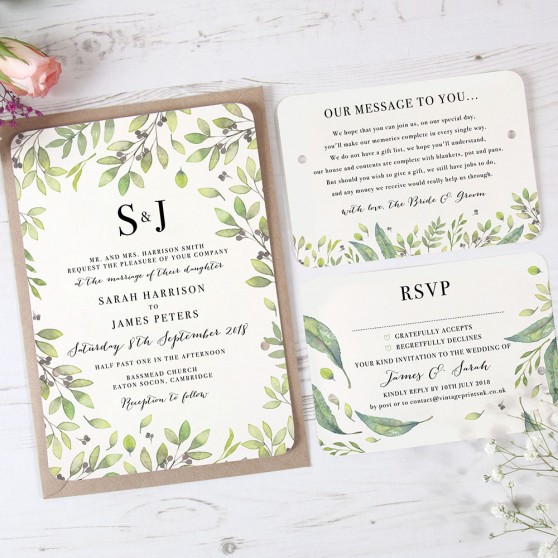 'Arabella' Hole-punched Wedding Invitation Sample