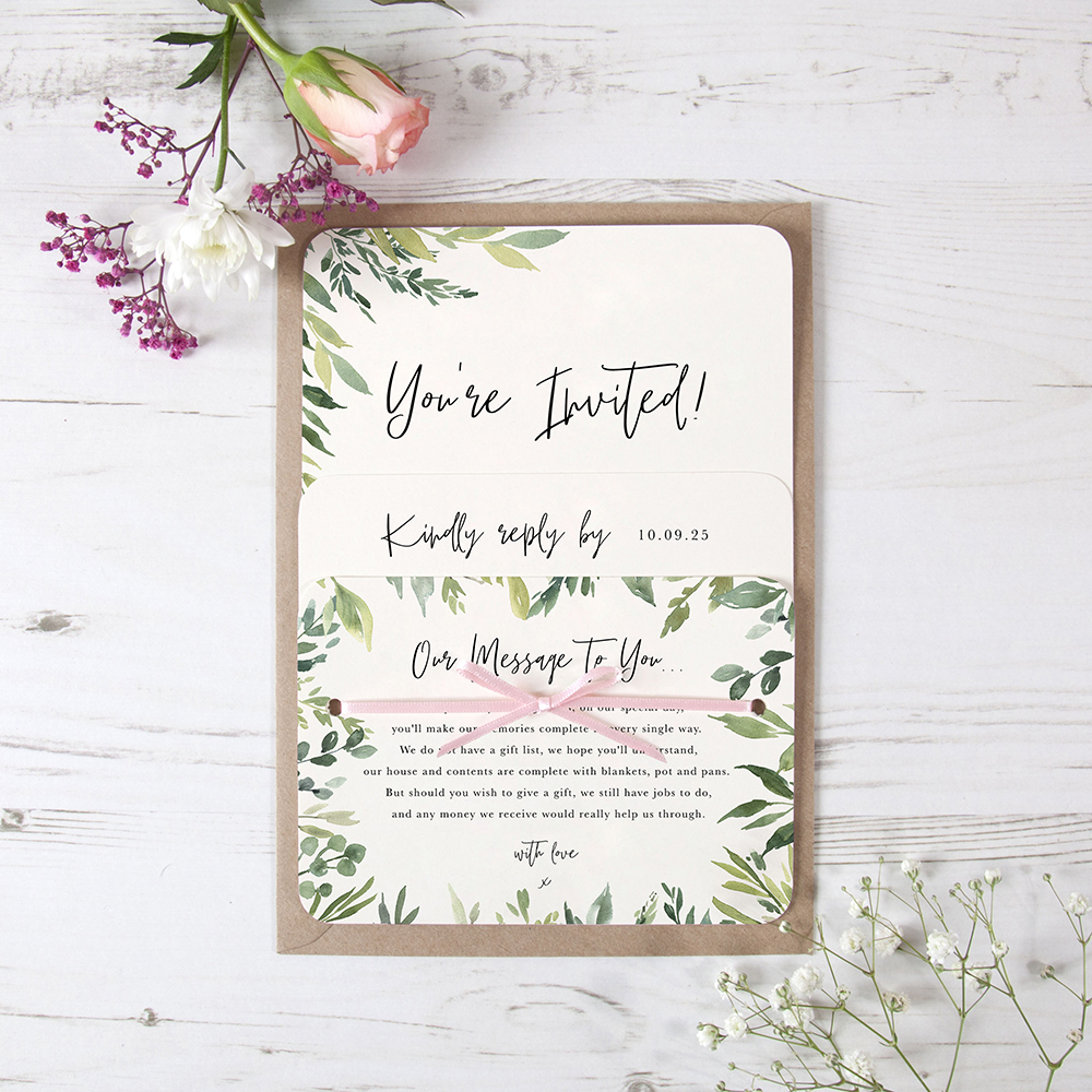 'Back to Nature' Hole-punched Wedding Invitation 