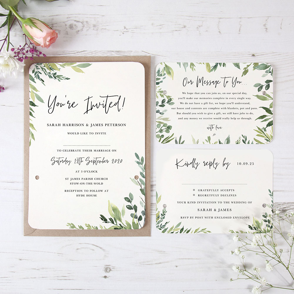 'Back to Nature' Hole-punched Wedding Invitation 