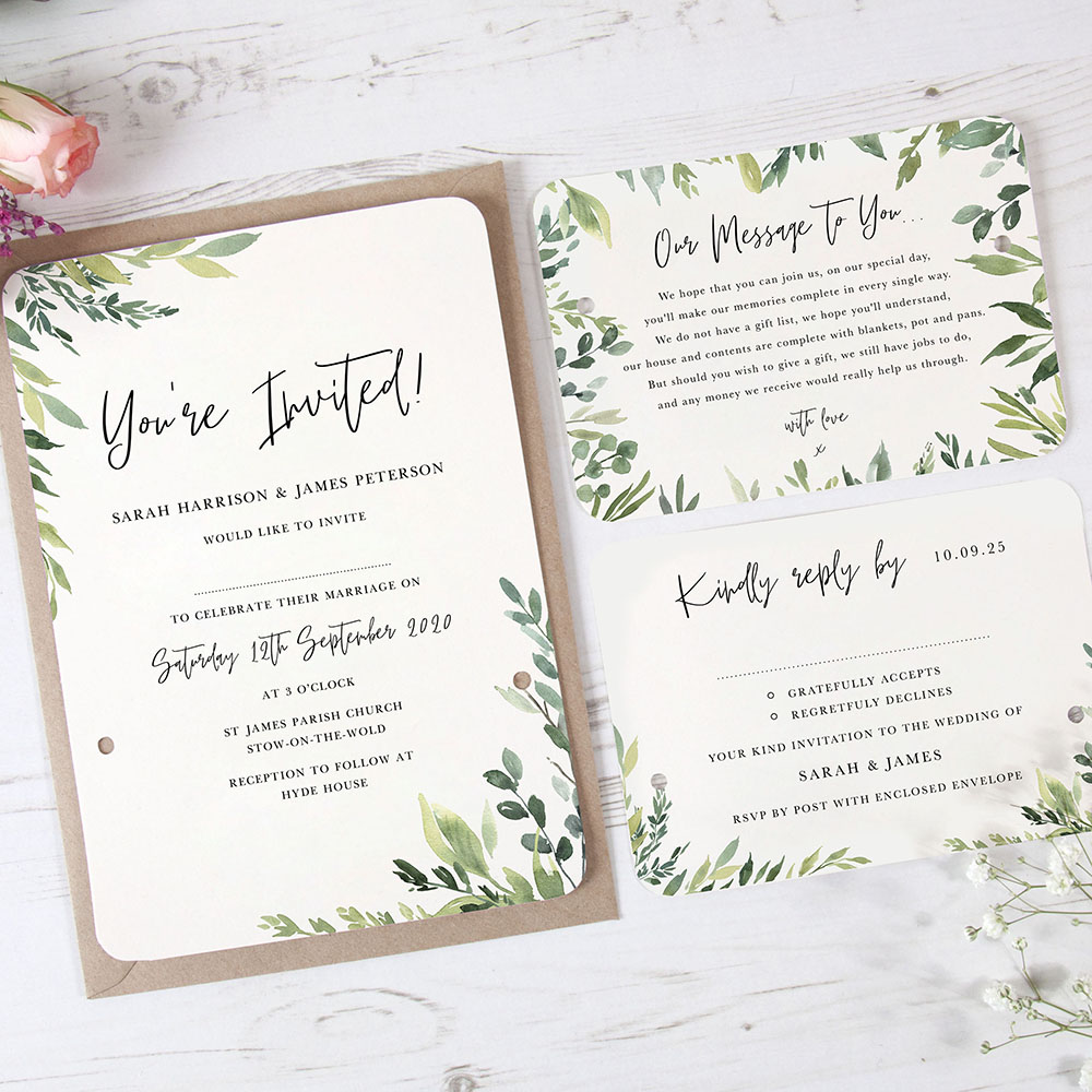 'Back to Nature' Hole-punched Wedding Invitation 