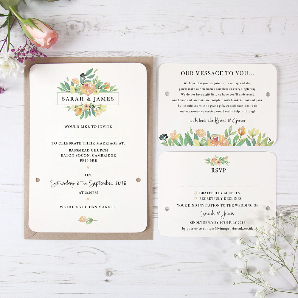 'Bella' Hole-punched Wedding Invitation