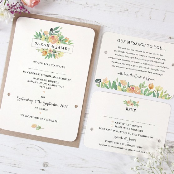 'Bella' Hole-punched Wedding Invitation Sample