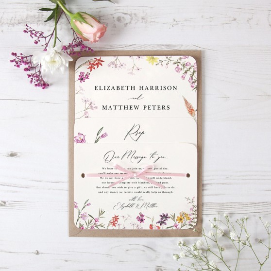 'Wild Botanical' Hole-punched Wedding Invitation Sample