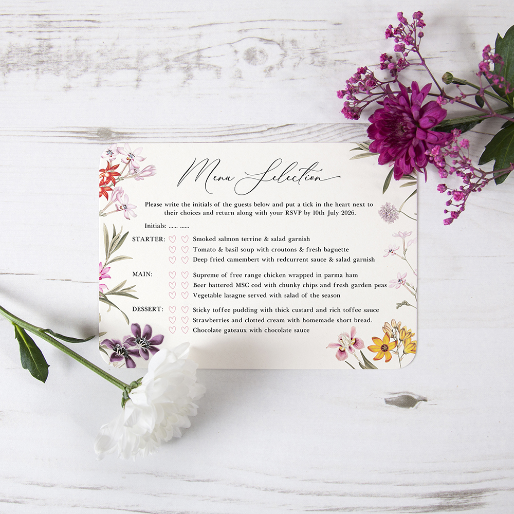 'Wild Botanical' Hole-punched Wedding Invitation Sample