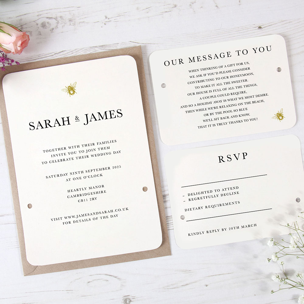 'Bumble Bee' Hole-punched Wedding Invitation