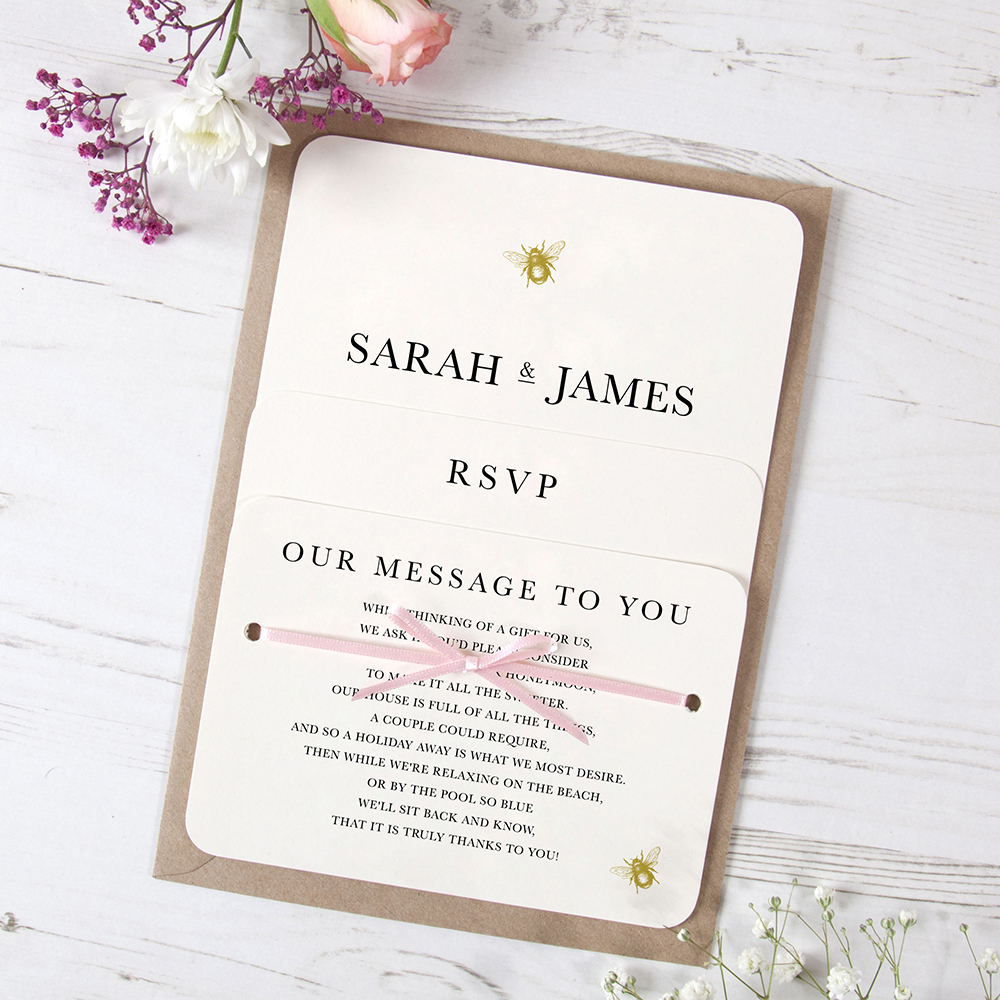 'Bumble Bee' Hole-punched Wedding Invitation