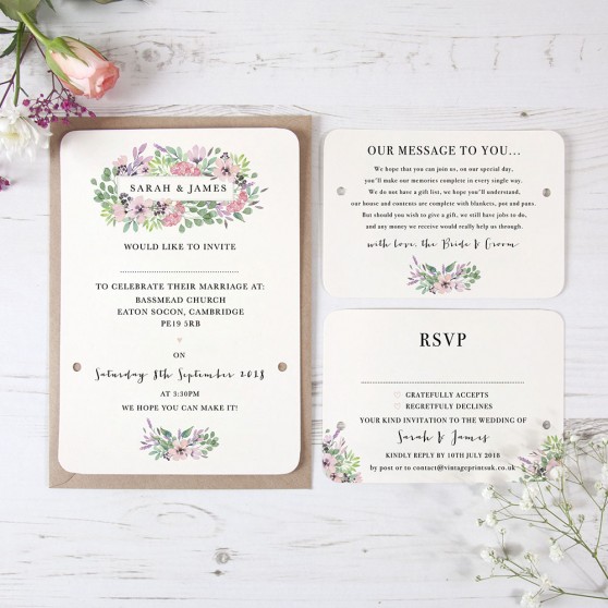 'Chloe' Hole-punched Wedding Invitation Sample