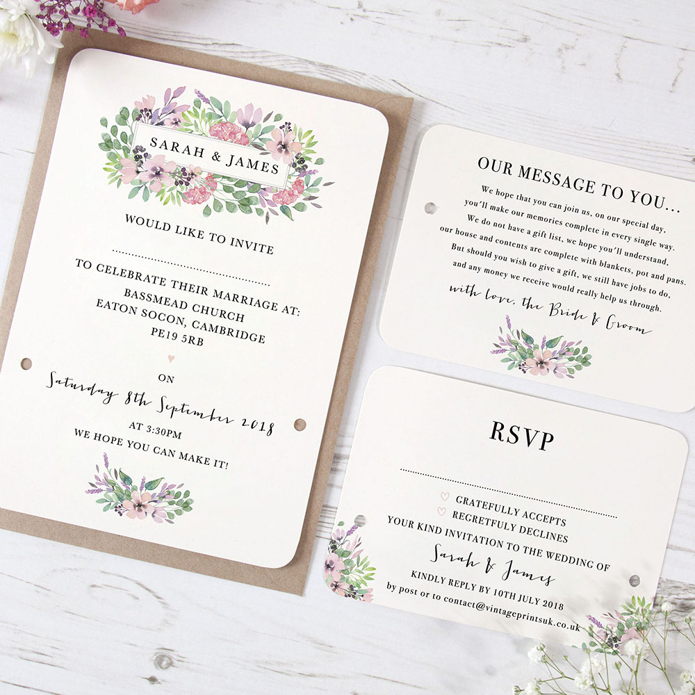 'Chloe' Hole-punched Wedding Invitation