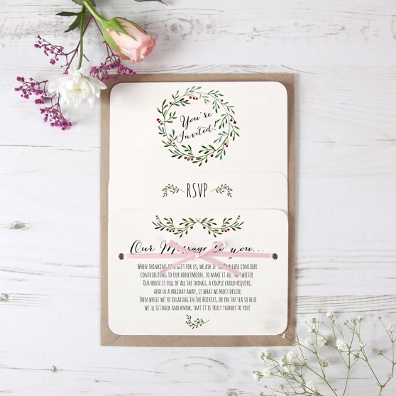 'Christmas' Hole-punched Wedding Invitation Sample