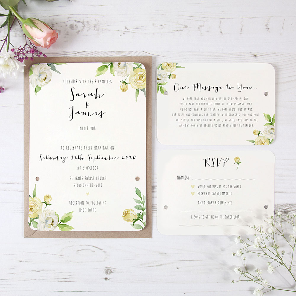 'Daphne' Hole-punched Wedding Invitation Sample