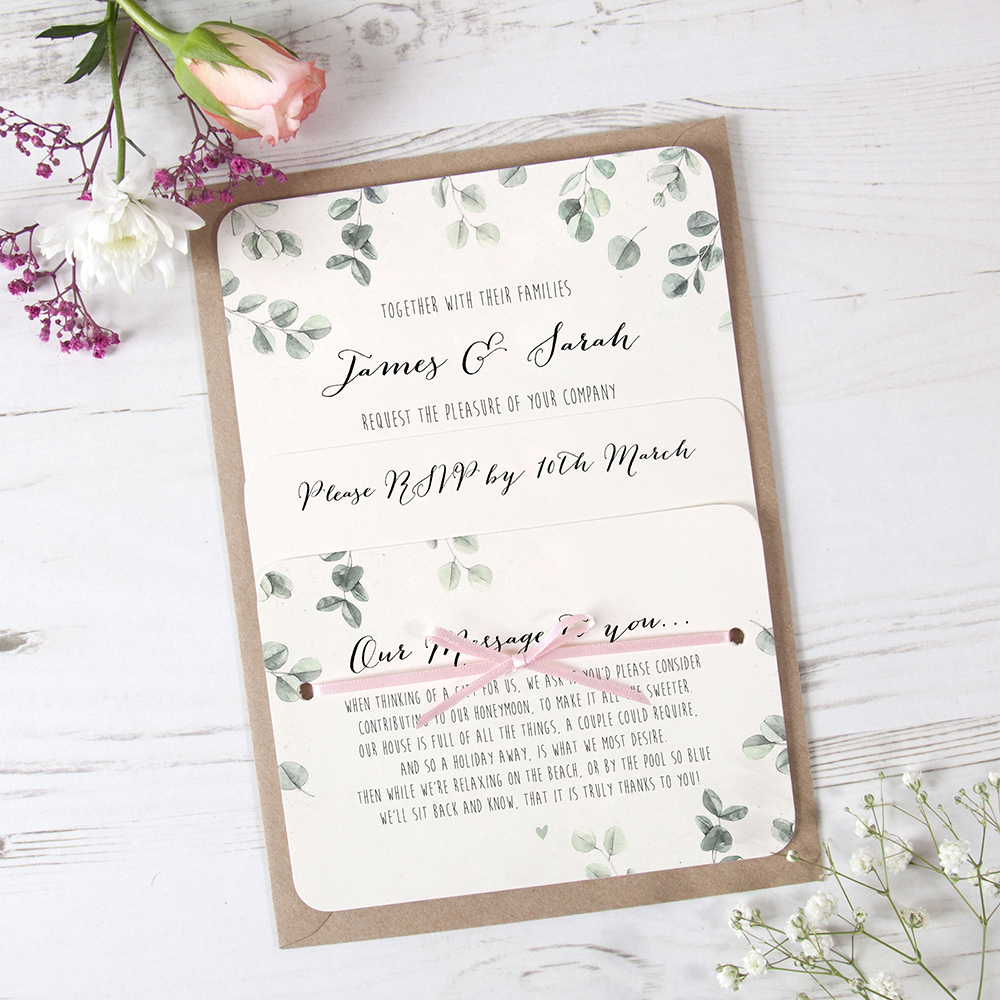 'Eucalyptus' Hole-punched Wedding Invitation