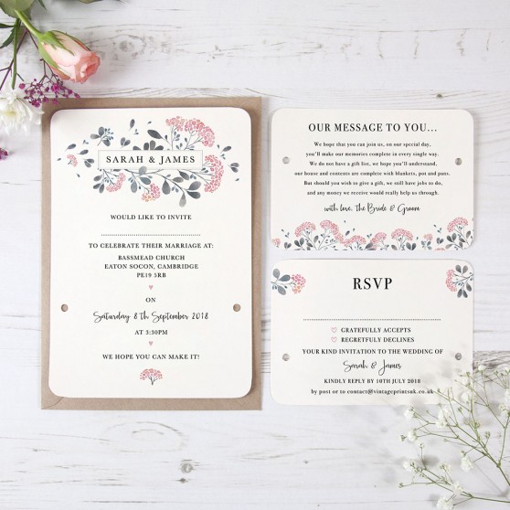 'Felicity' Hole-punched Wedding Invitation Sample