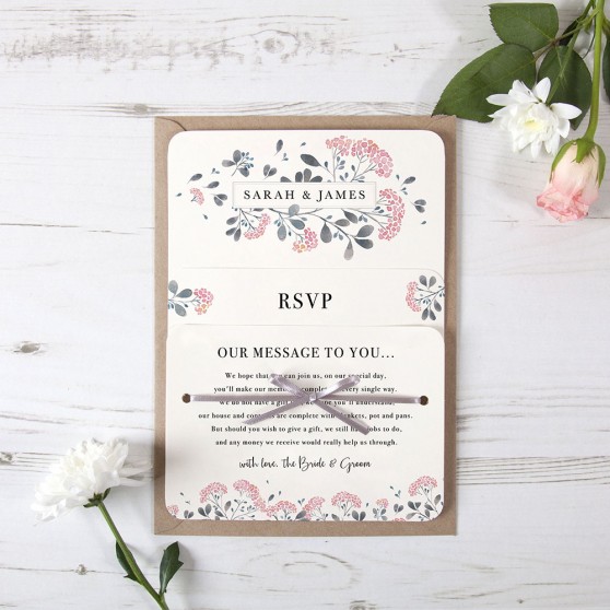 'Felicity' Hole-punched Wedding Invitation Sample