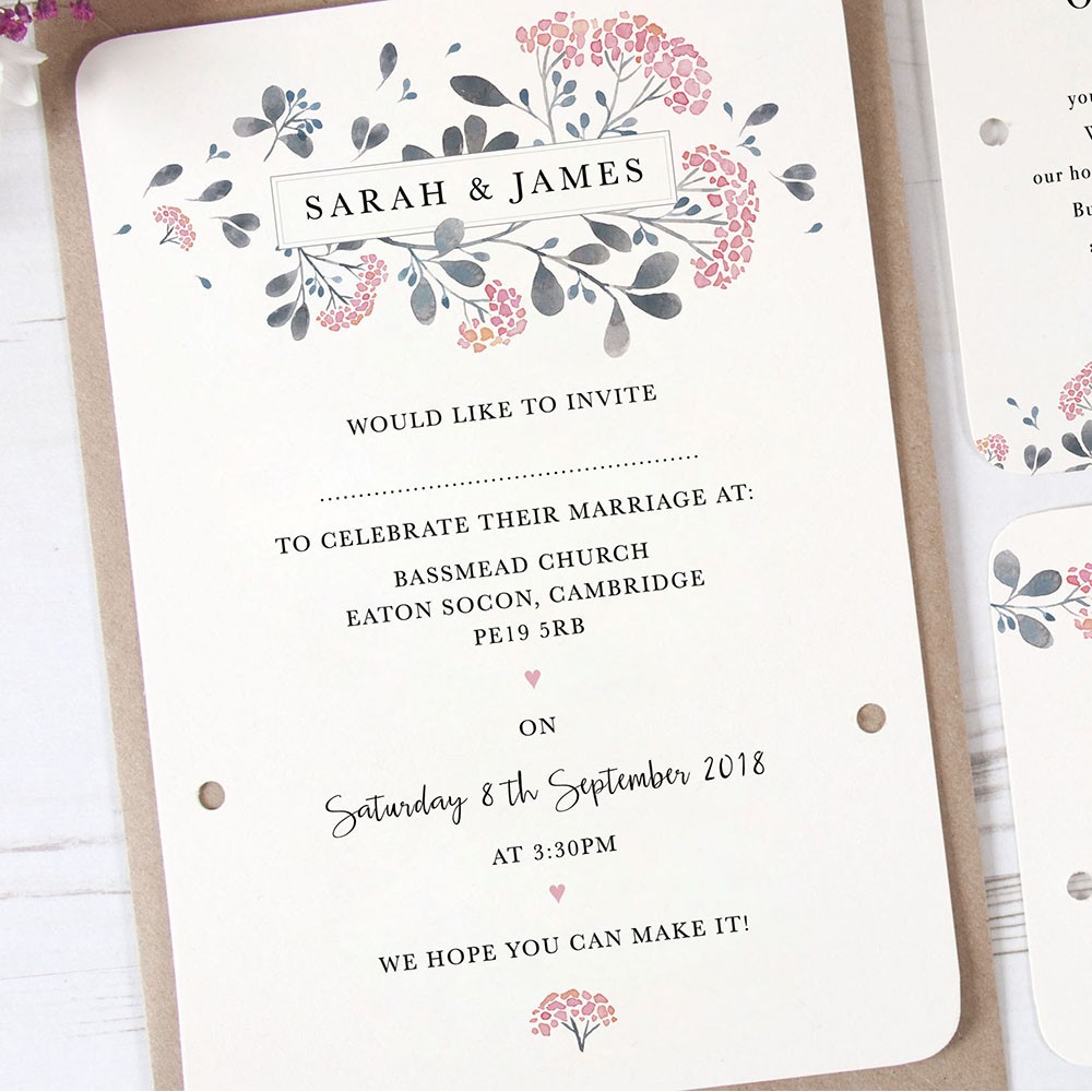 'Felicity' Hole-punched Wedding Invitation Sample