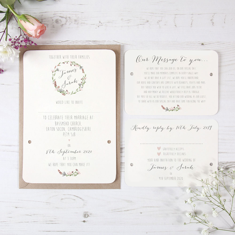 'Genevieve' Hole-punched Wedding Invitation