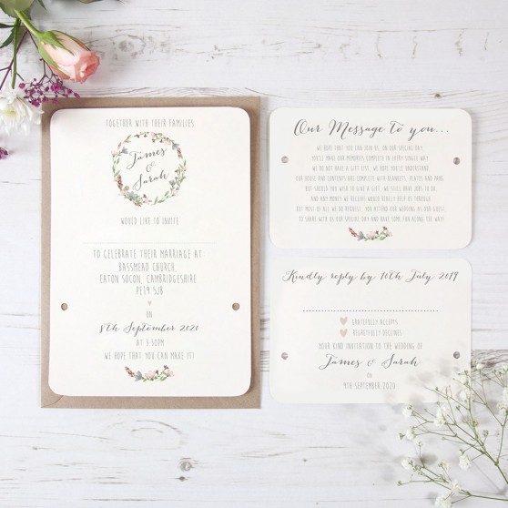 'Genevieve' Hole-punched Wedding Invitation Sample