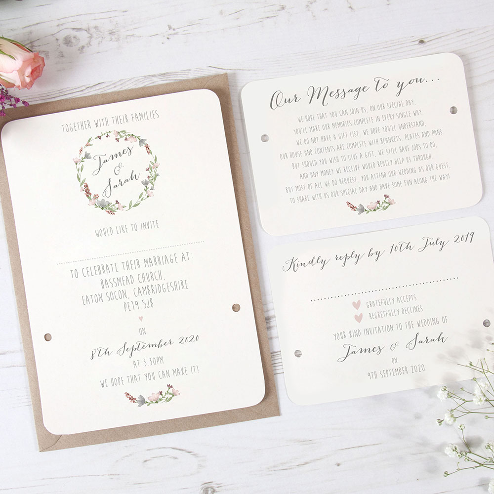 'Genevieve' Hole-punched Wedding Invitation