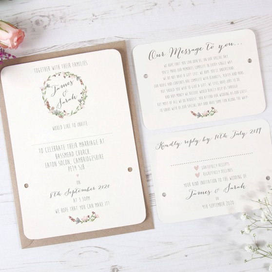 'Genevieve' Hole-punched Wedding Invitation