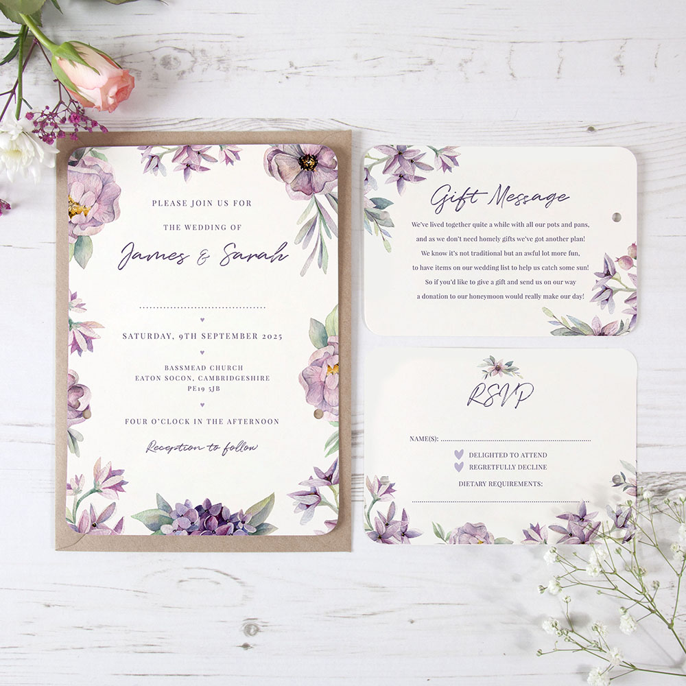 'Henrietta Dawn' Hole-punched Wedding Invitation 