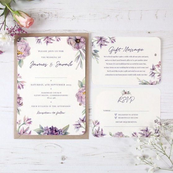 'Henrietta Dawn' Hole-punched Wedding Invitation Sample