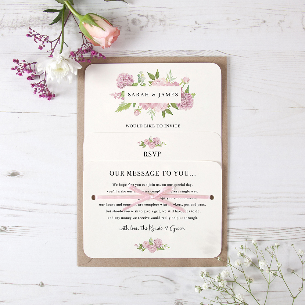 'Hydrangea' Hole-punched Wedding Invitation