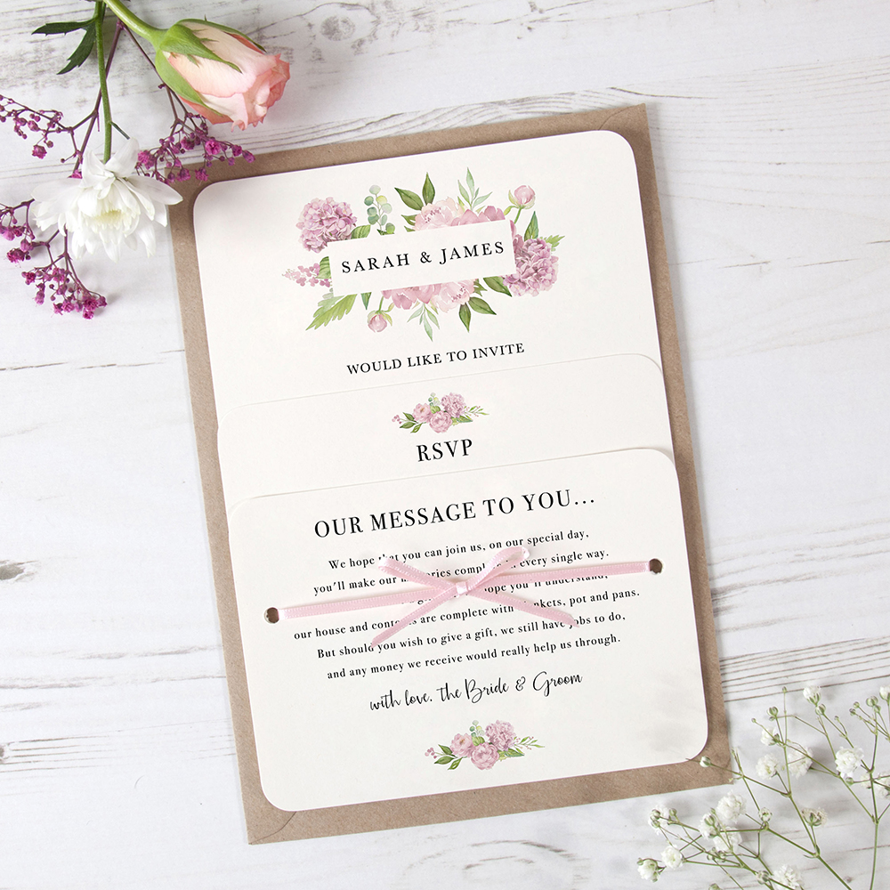 'Hydrangea' Hole-punched Wedding Invitation