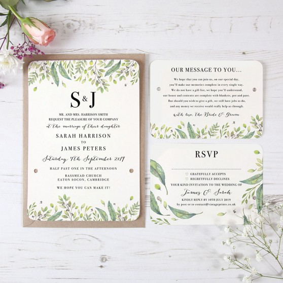 'Imogen' Hole-punched Wedding Invitation Sample