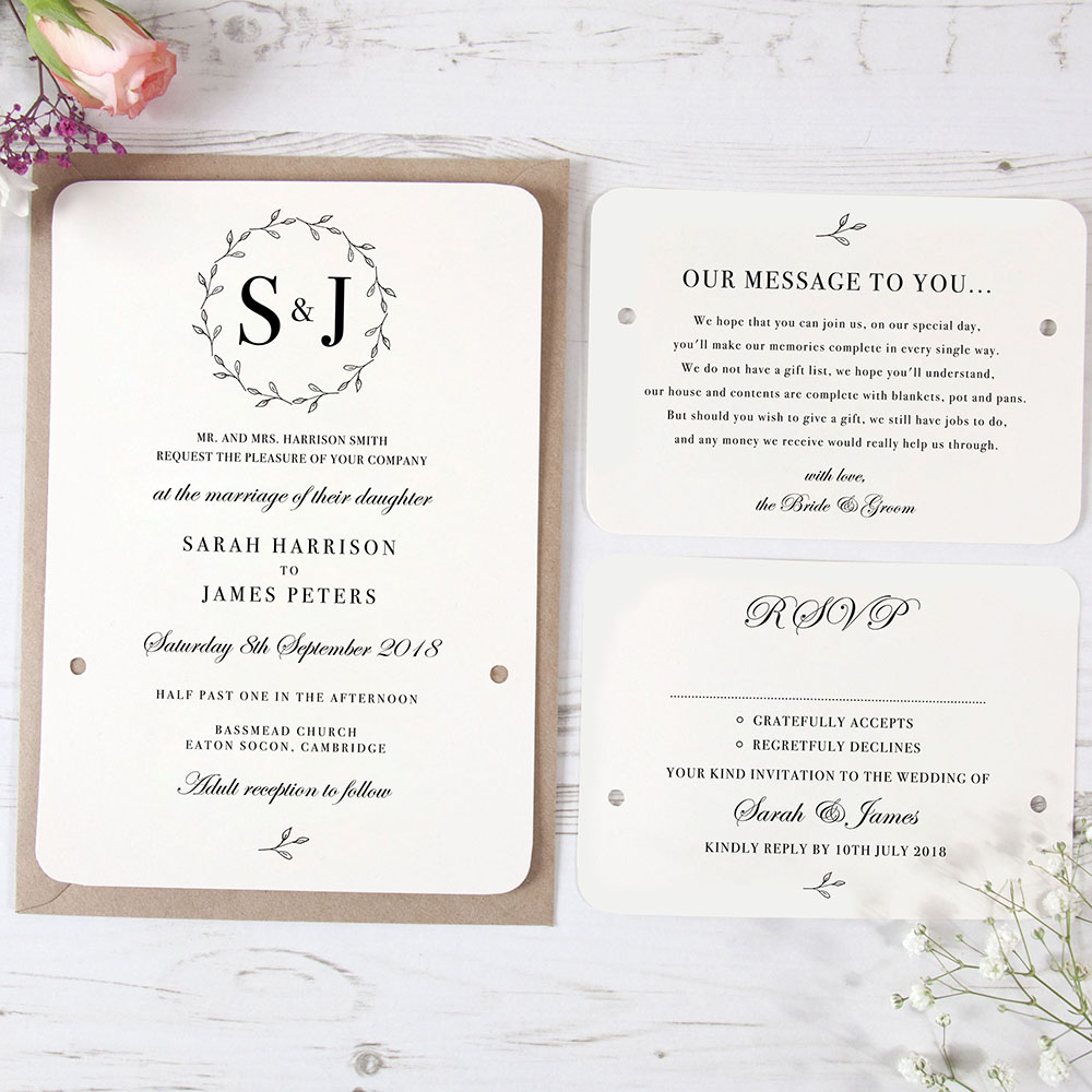 'Josephine' Hole-punched Wedding Invitation