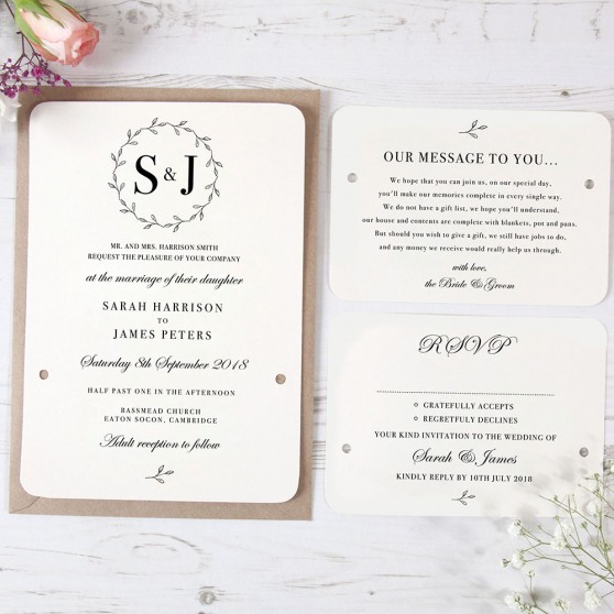 'Josephine' Hole-punched Wedding Invitation