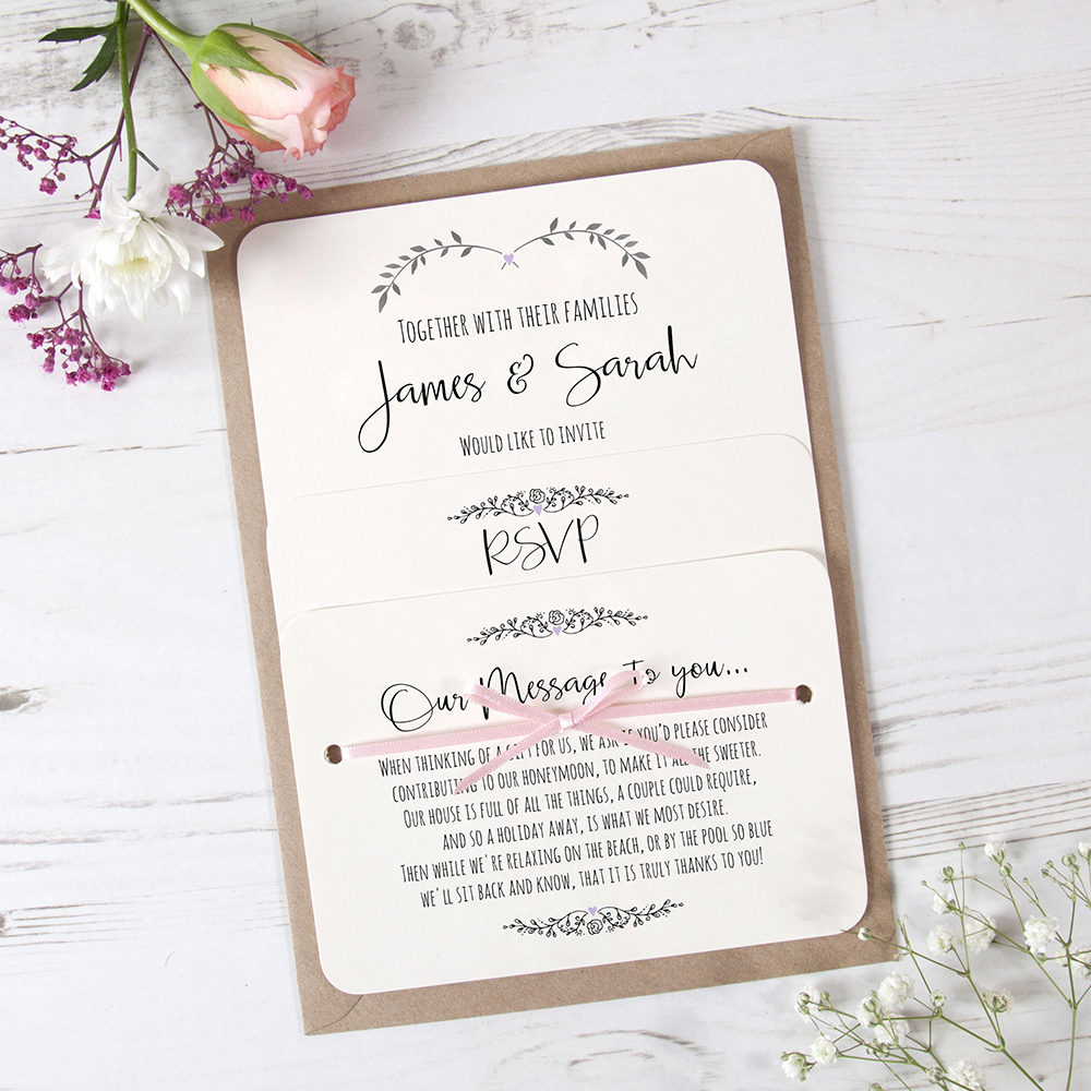 'Lavender Ivy Design' Hole-punched Wedding Invitation