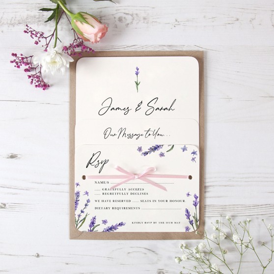 'Lavender' Hole-punched Wedding Invitation Sample