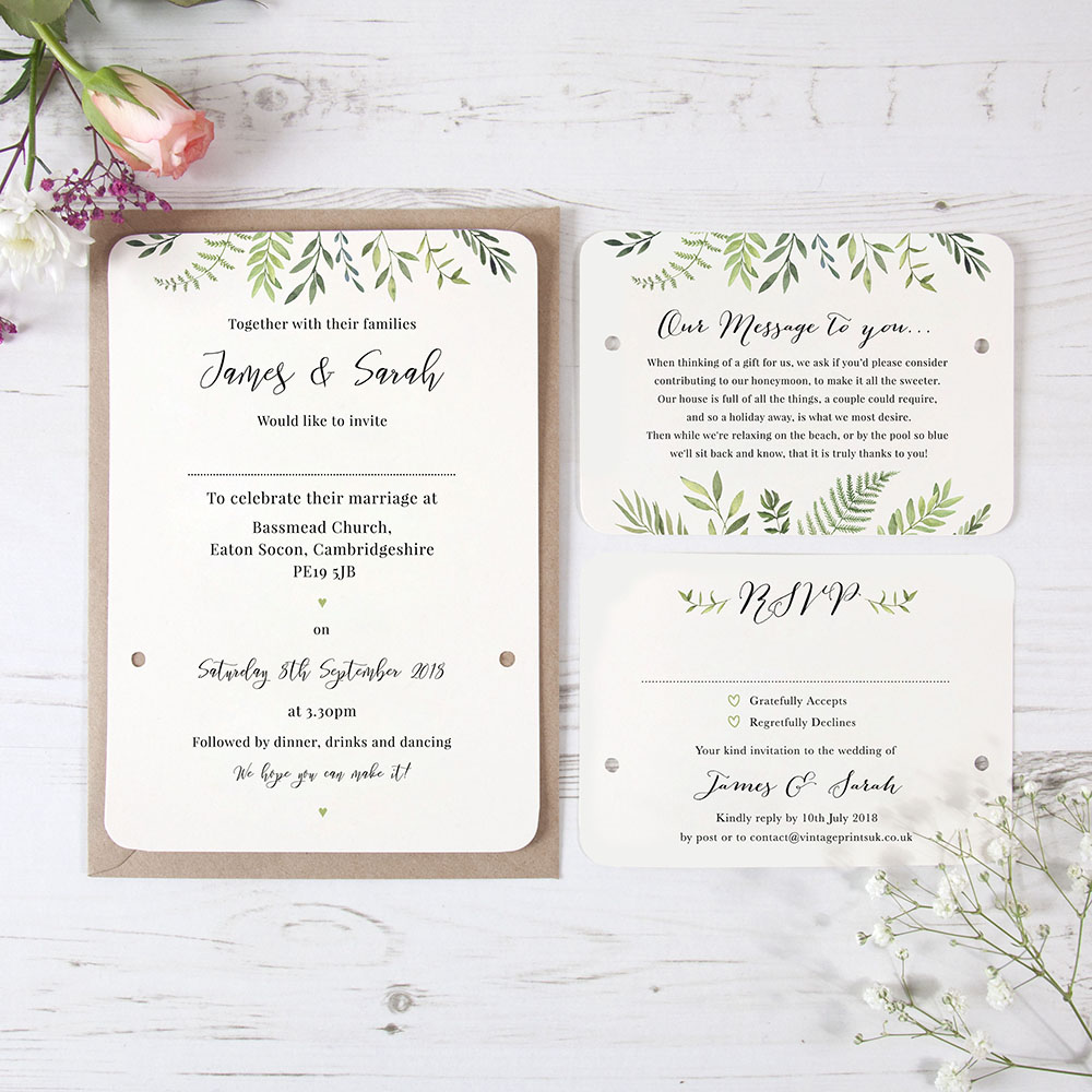 'Libby' Hole-punched Wedding Invitation Sample