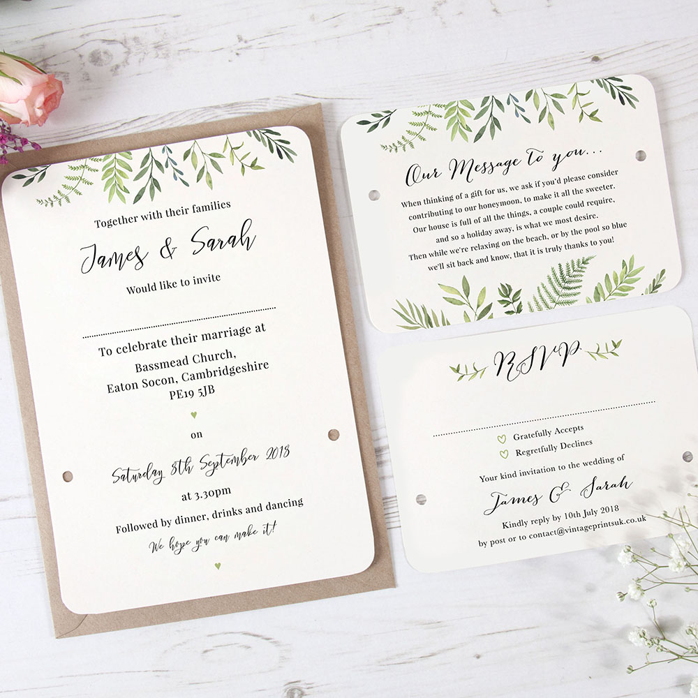 'Libby' Hole-punched Wedding Invitation Sample